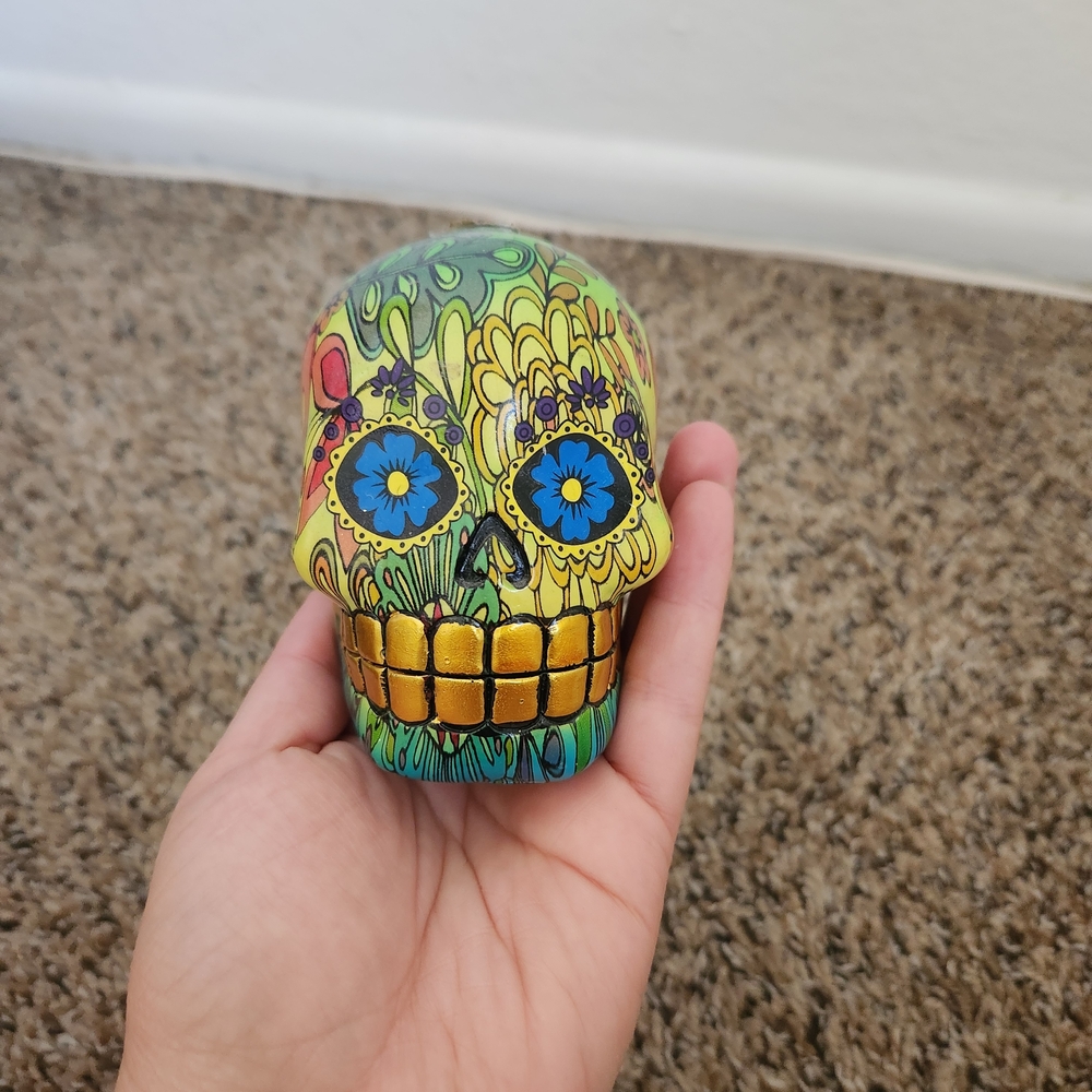 Colorful Decorative Skull Figurine
